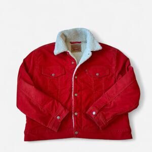 Levi's Red Corduroy Sherpa Trucker Jacket